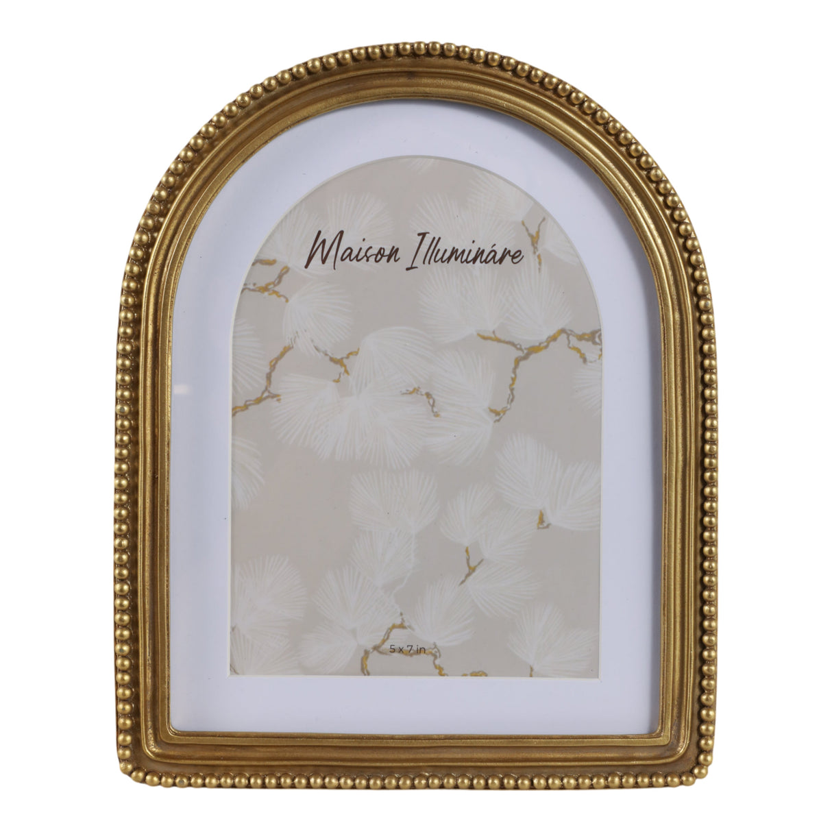 7x9 Photo Frame Matted To 5x7 Beaded Arch, Gold