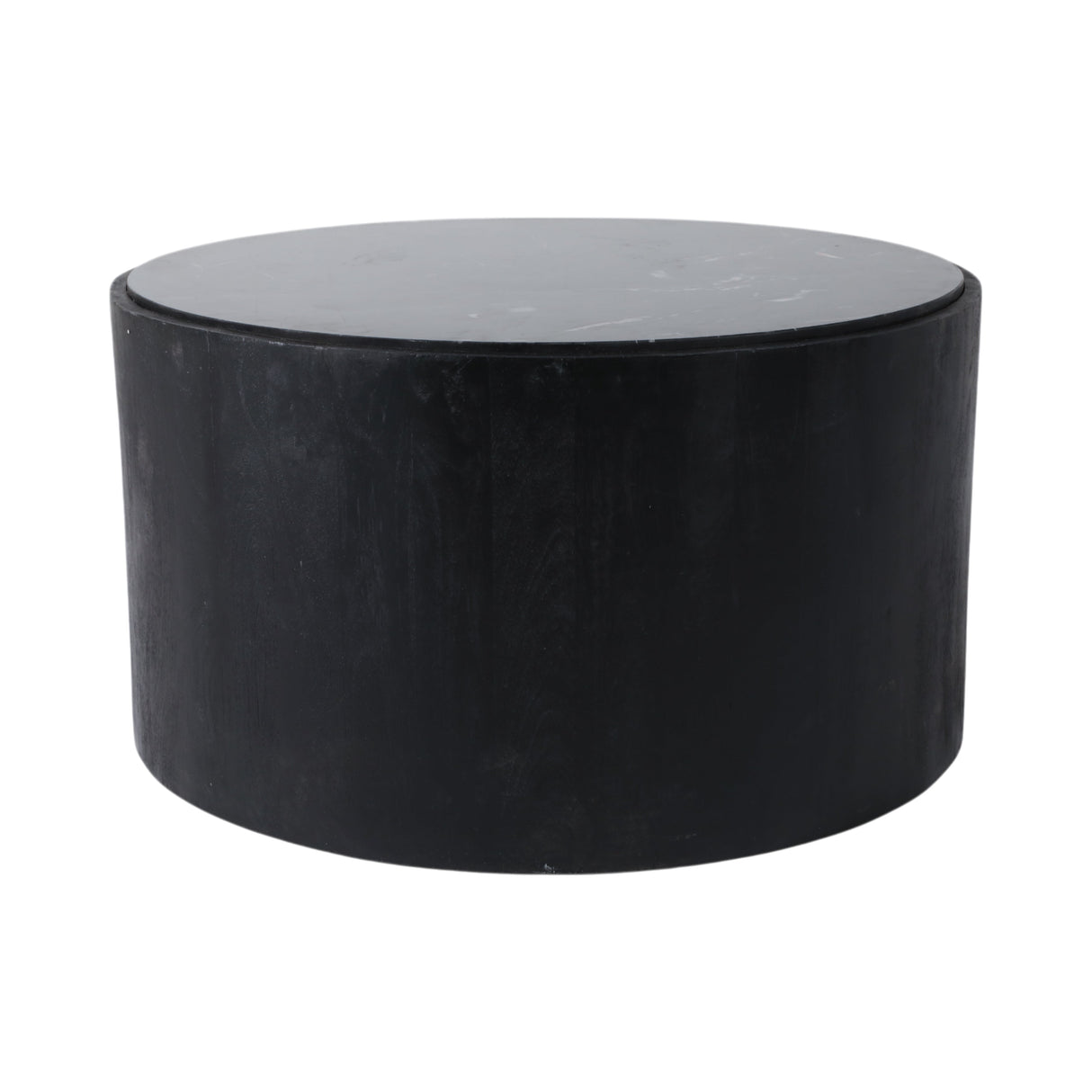 32x17 Marble Inlay Rnd Coffee Table, Blk/wht