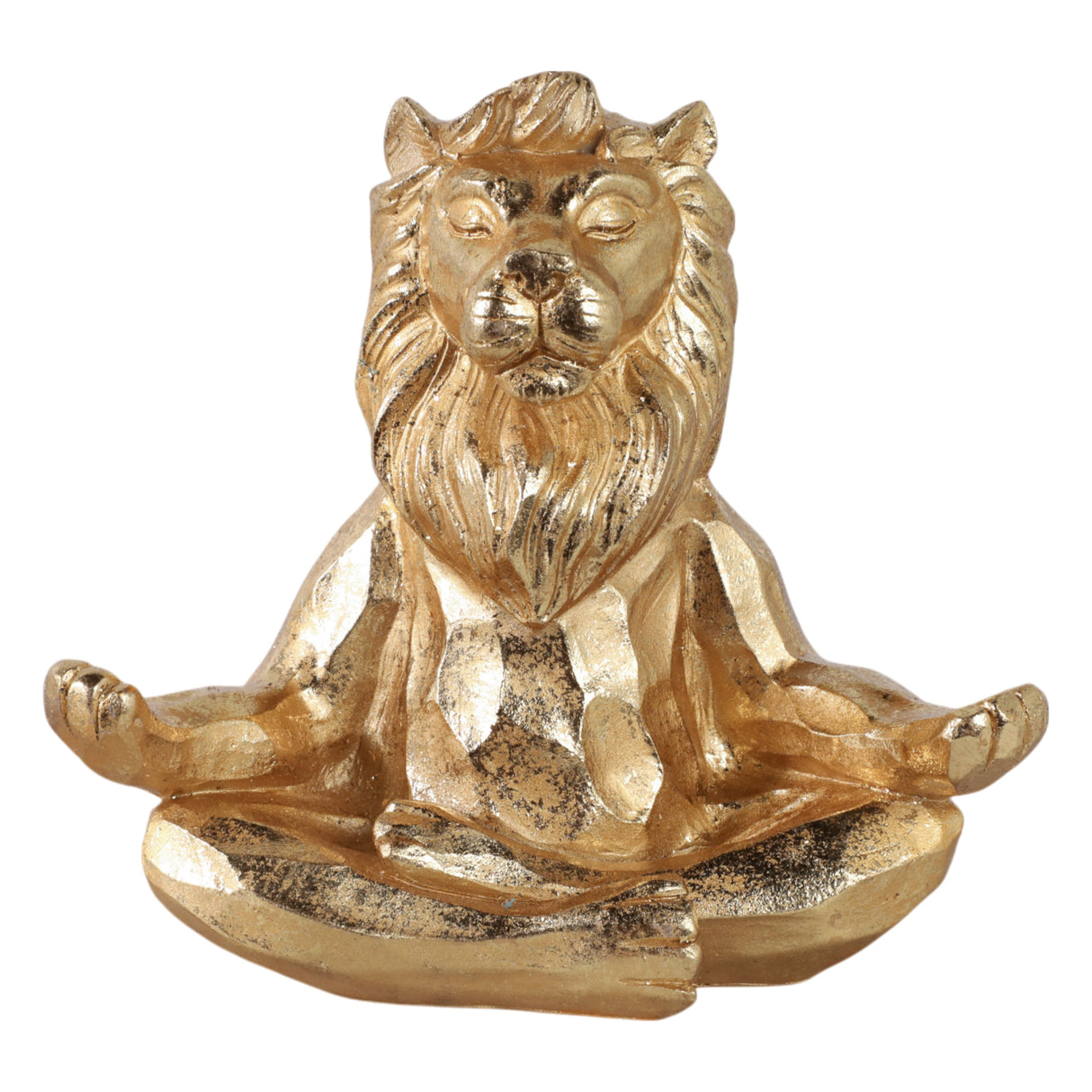 RESIN 7" YOGA LION, GOLD