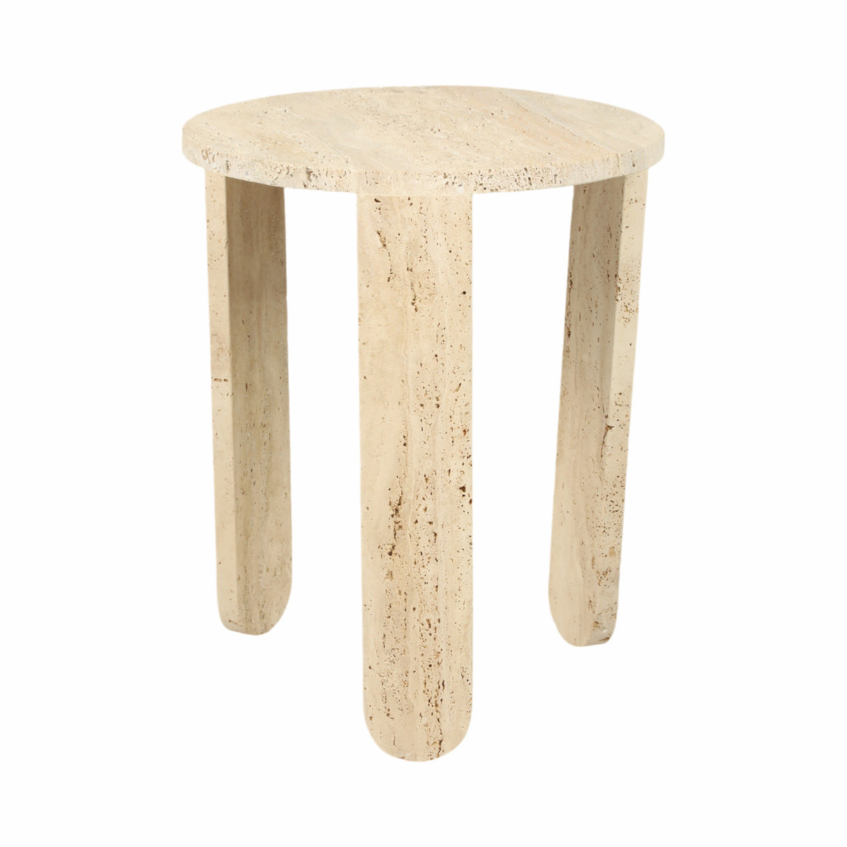 22" LOUVA CARVED TRAVERTINE ACCENT TABLE