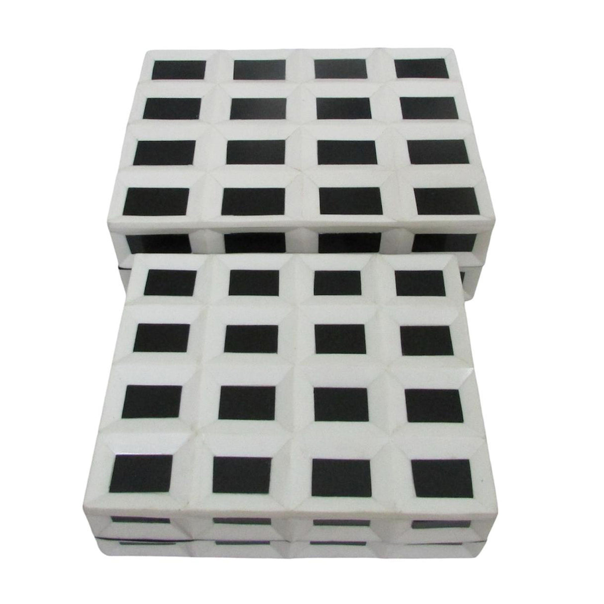 S/2 10/12" Hulette Blk & White Boxes