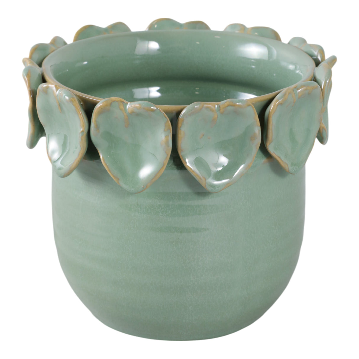 6" Leaf Applique Planter, Green