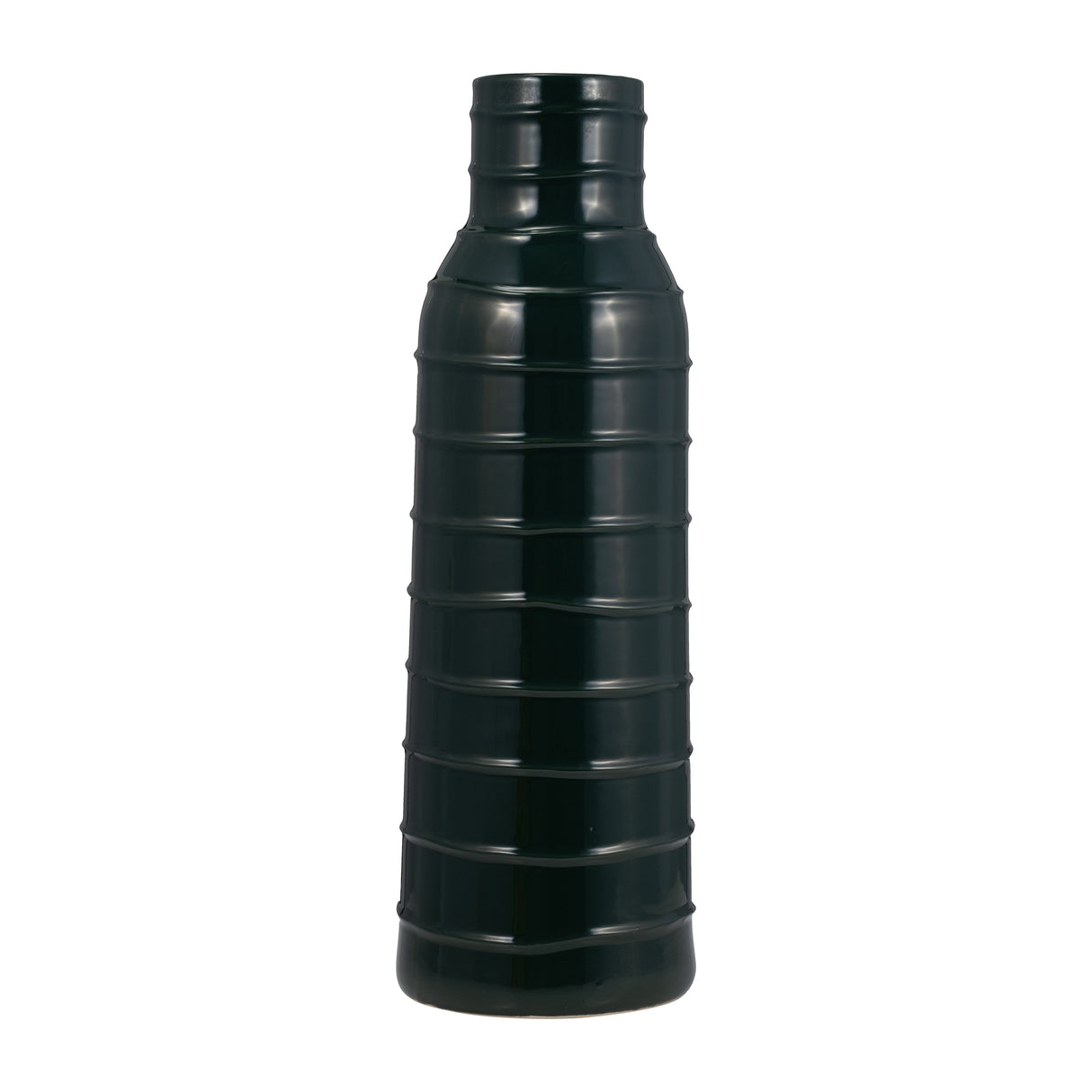 CER, 20"H TRIBAL VASE, FOREST GREEN