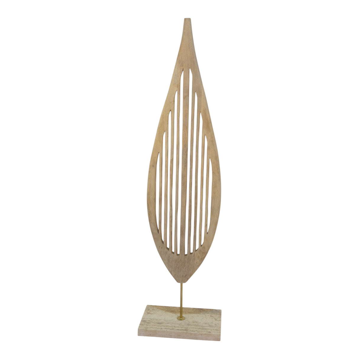 56" Alsace Oversized Wood Leaf Floor Statuary