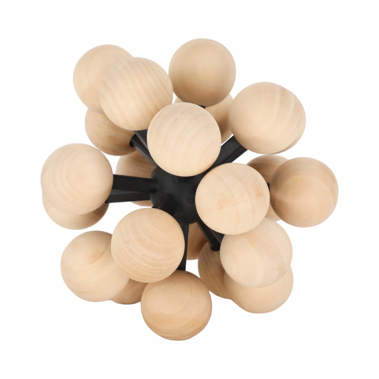 7" ORB WITH WOODEN KNOBS, BLACK/NATURAL