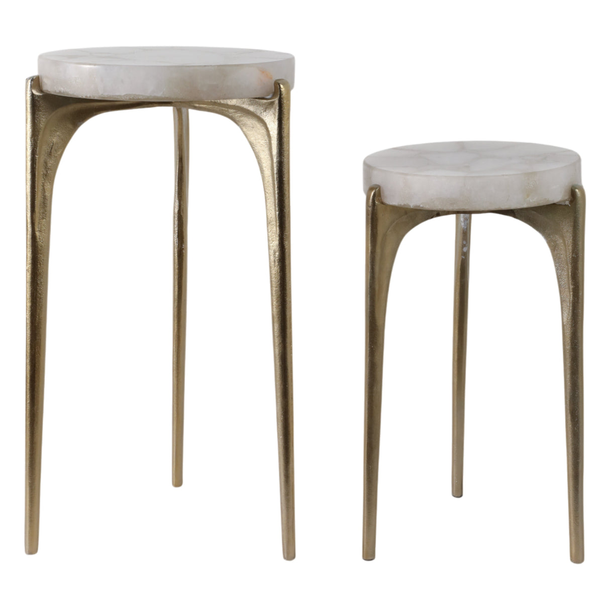 S/2 20/24" CANDO WHITE QUARTZ TOP ACCENT TABLE