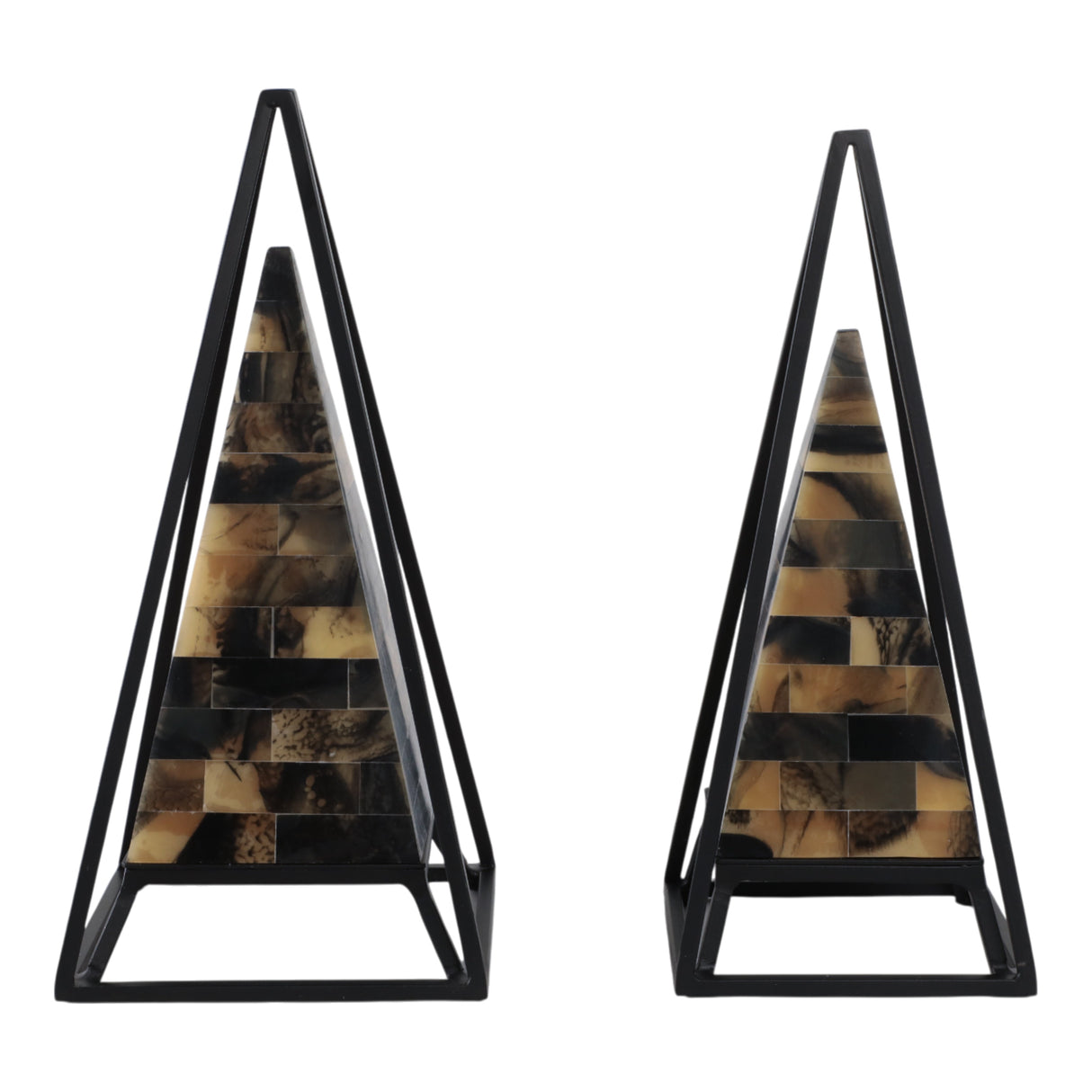 S/2 13/12" Carlisle Small Black And Brown Pyramids