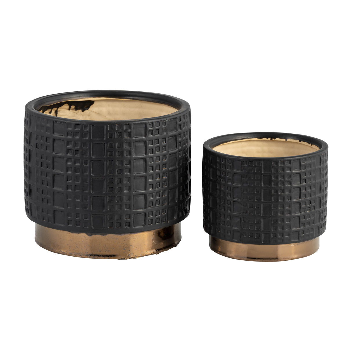 S/2 MESH METALLIC PLANTERS  6/8", BLACK