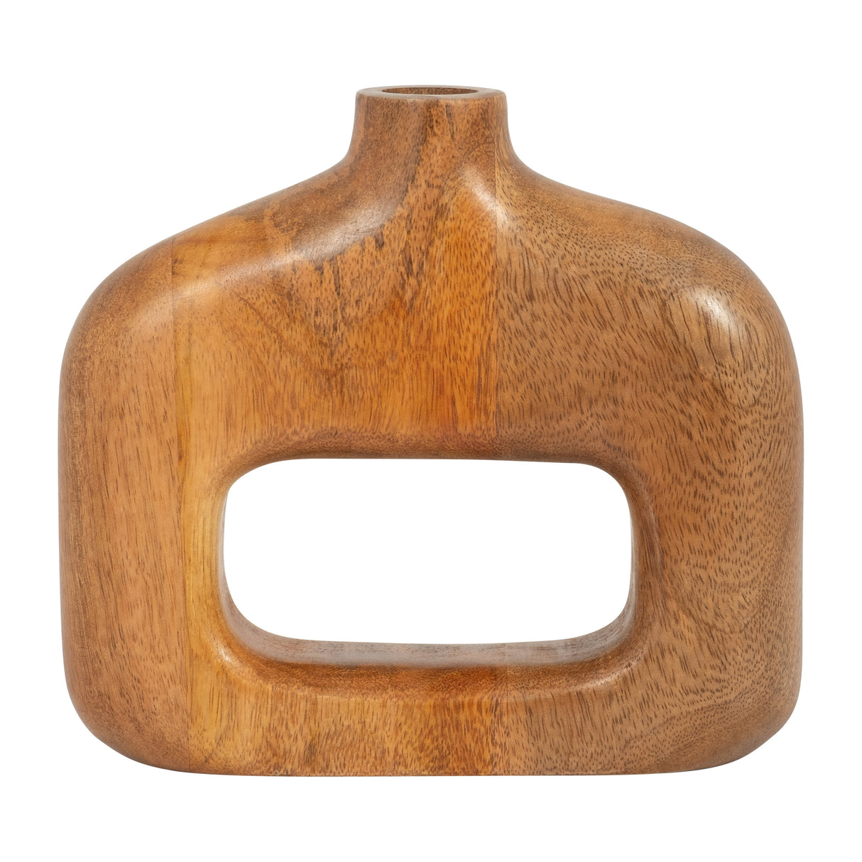 WOOD, 7" OPEN CUT-OUT VASE, NATURAL