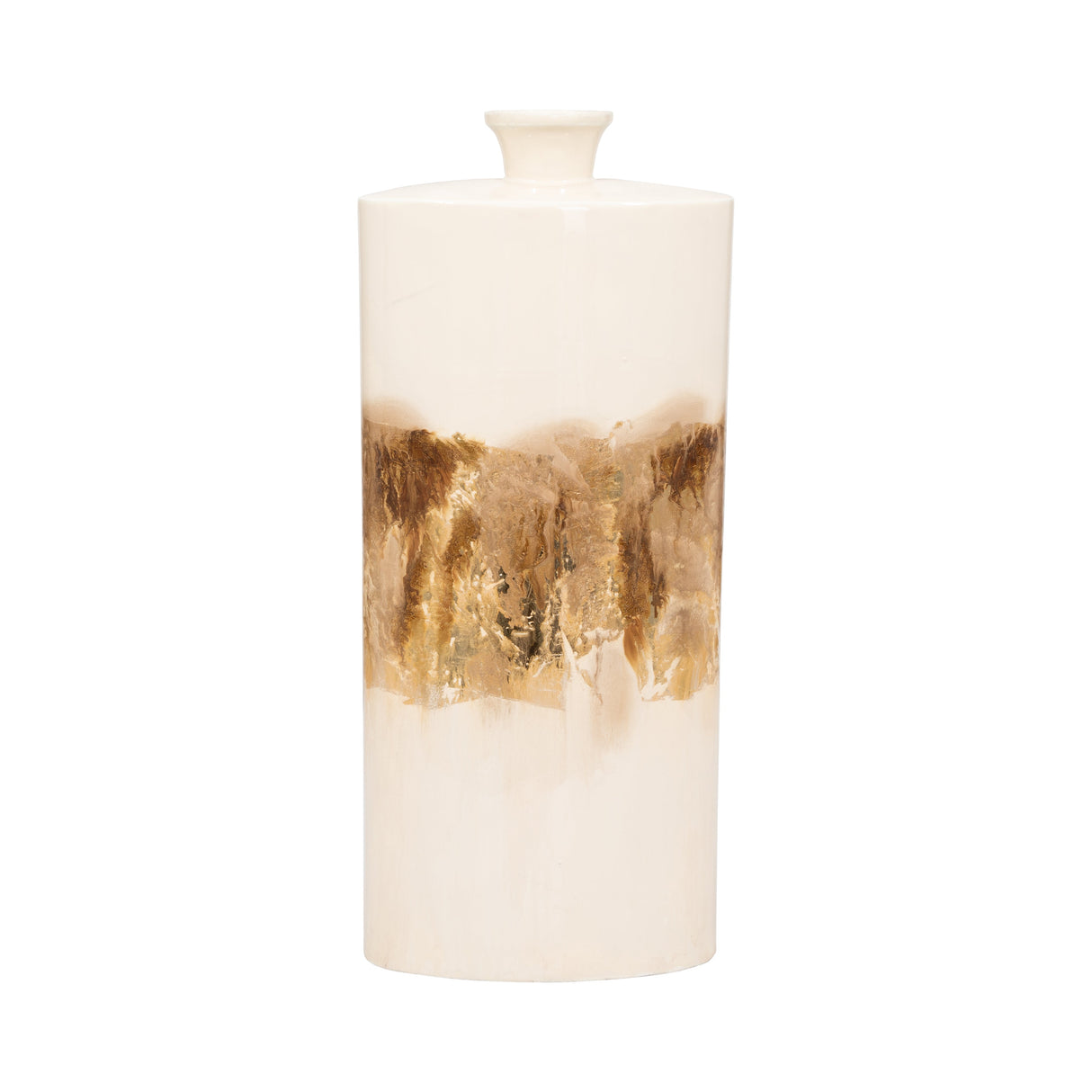 METAL, 20" FLASK VASE, PEARL/GOLD