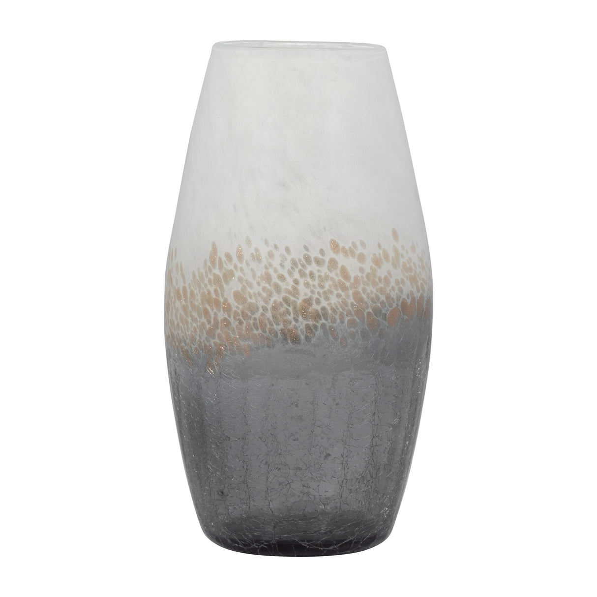 GLASS, 12" CRACKLE VASE, MULTI