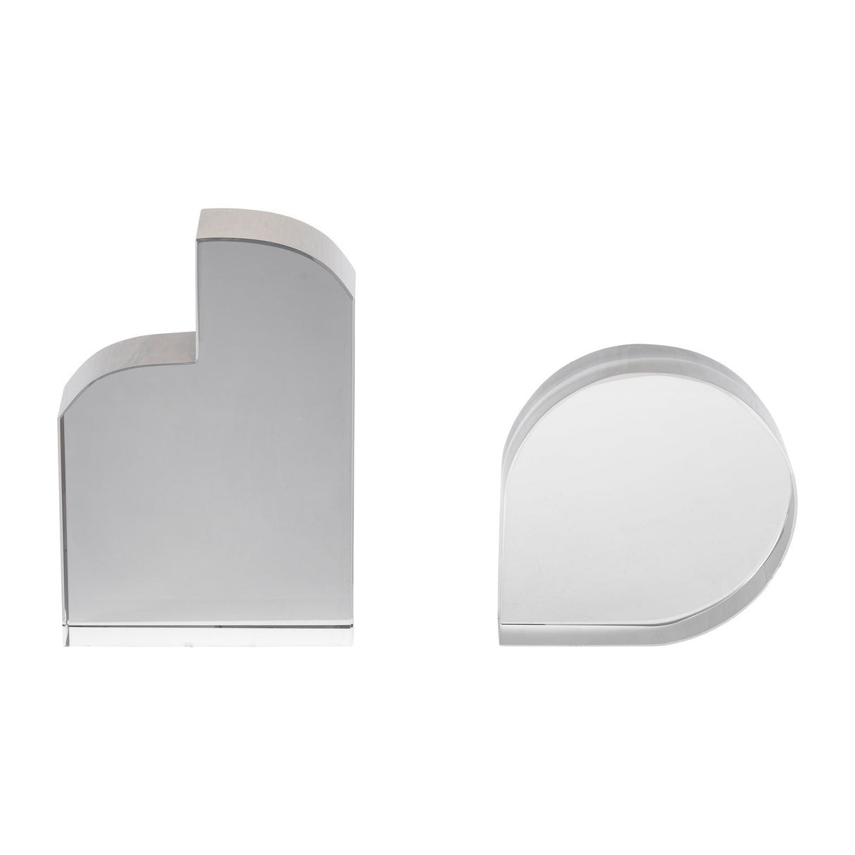 GLASS, S/2 7" CONTEMPORARY BOOKENDS, SMOKE