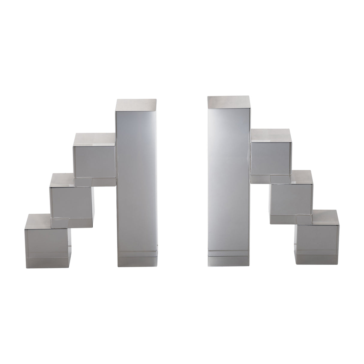 GLASS, S/2 6" TETRIMINO BOOKENDS, SMOKE