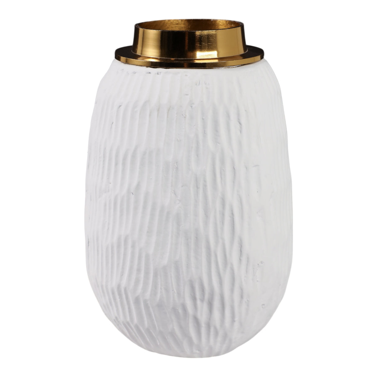 9" Zurich Large Ecomix And Metal Vase, Wht/gld