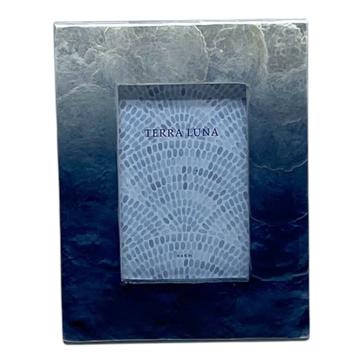 4x6" Ombre Capiz Photo Frame, Ivory/ Blue