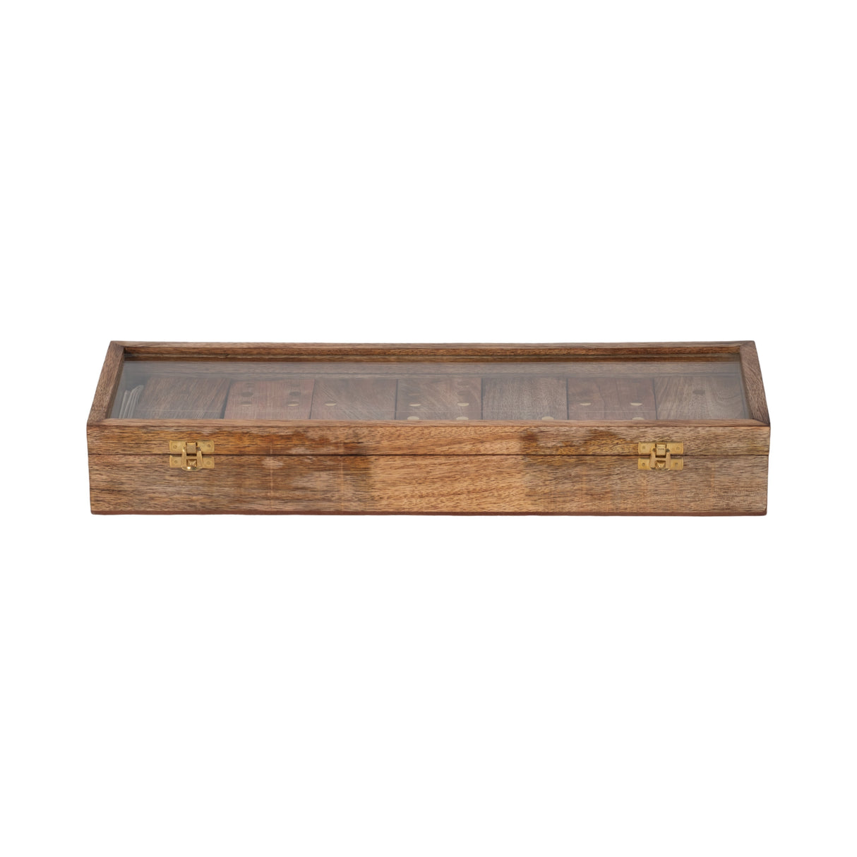 WOOD, 19X6 DOMINOES BOX, BROWN