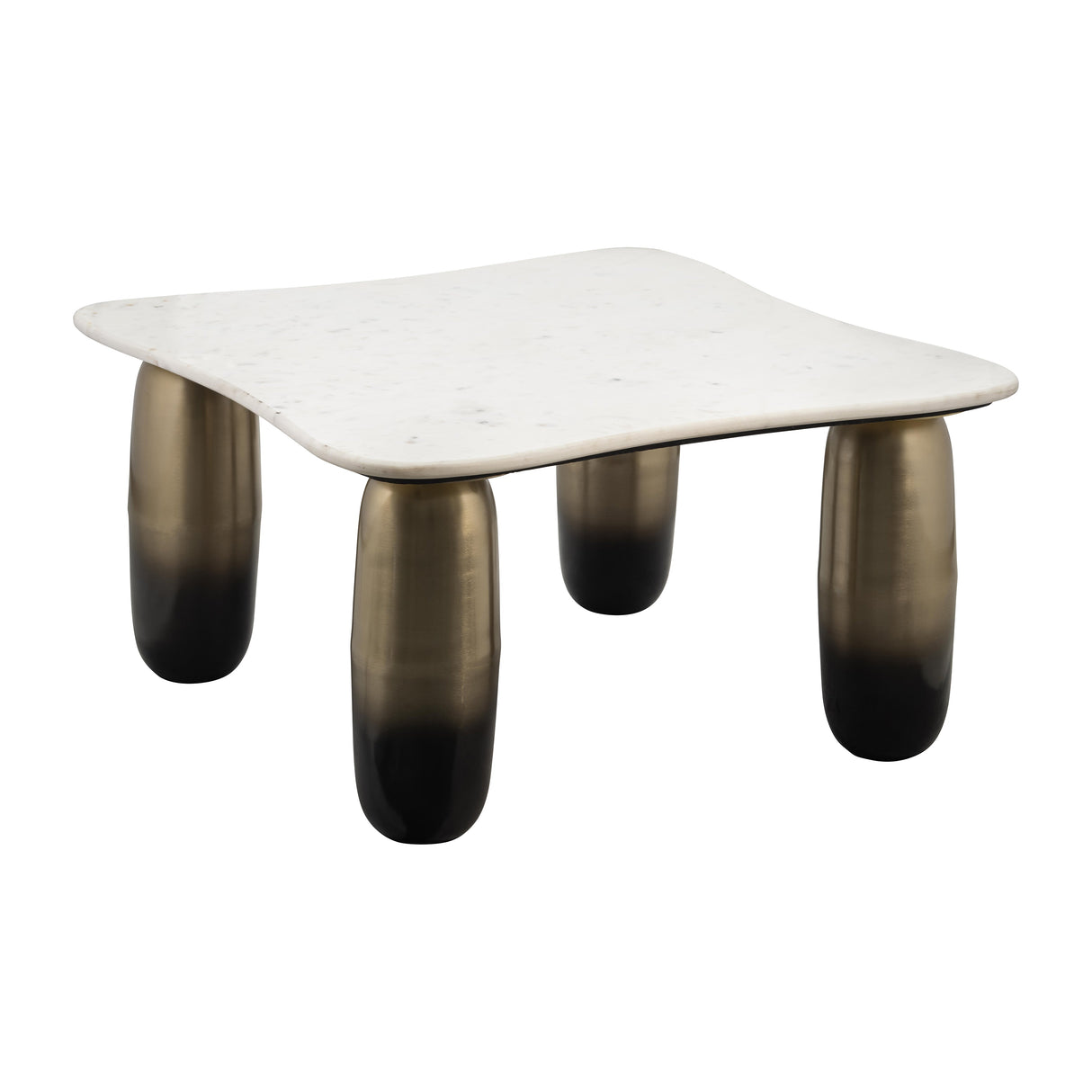 MARBLE/METAL, 30"DX16"H COFFEE TABLE, WHT/GLD