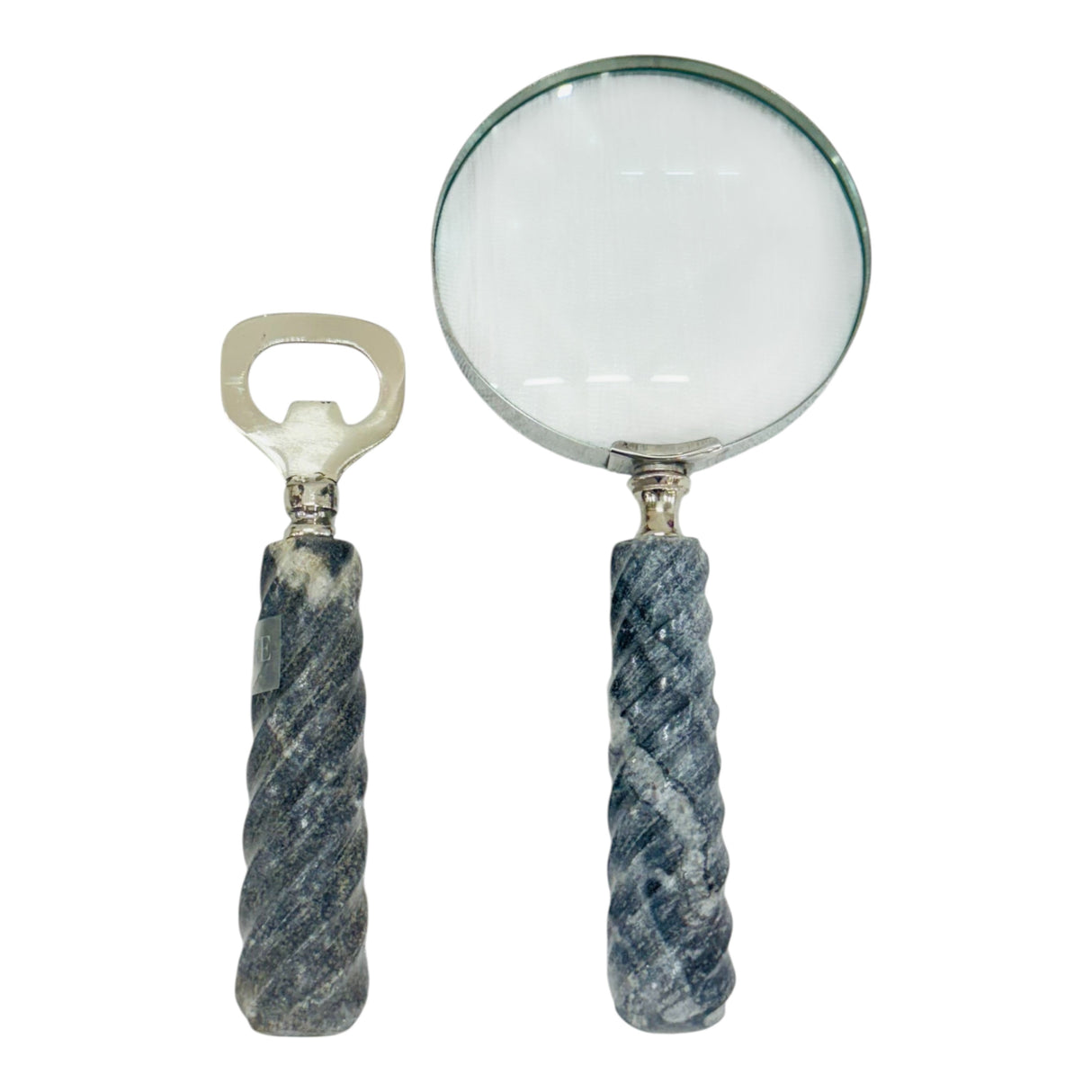 9" Romer Grey Marble Magnifying Glass And Bottle