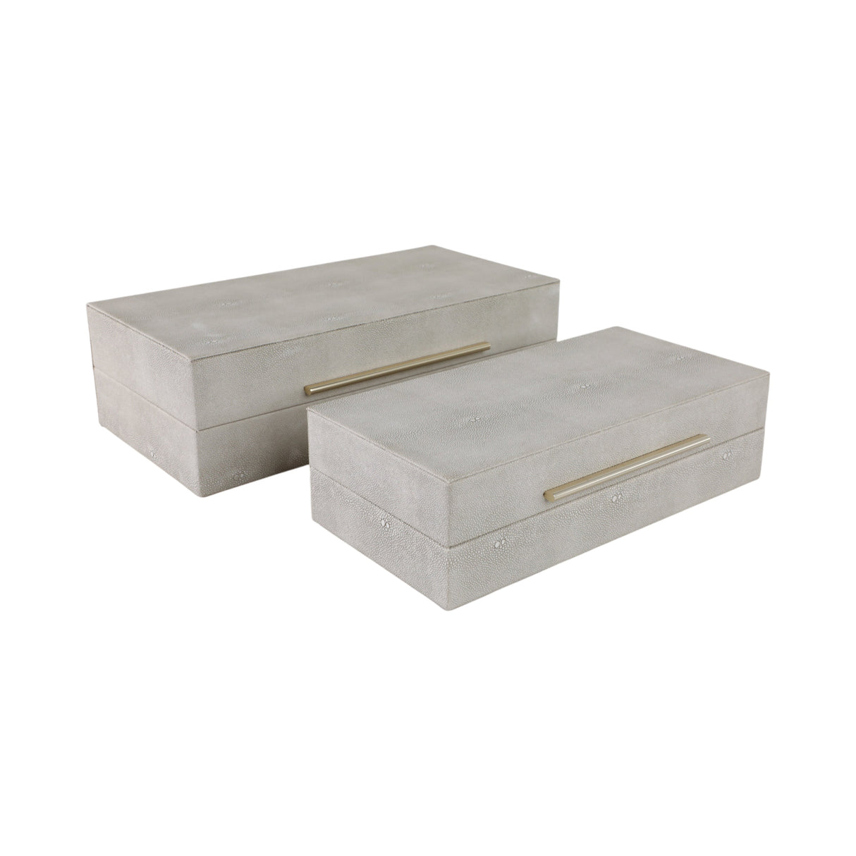 S/2 12/14" Rectangular Shagreen Boxes, Ivory