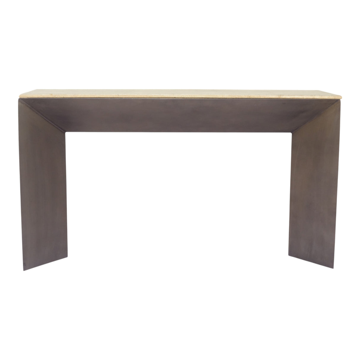 58" Besancon Metal And Travertine Console Table