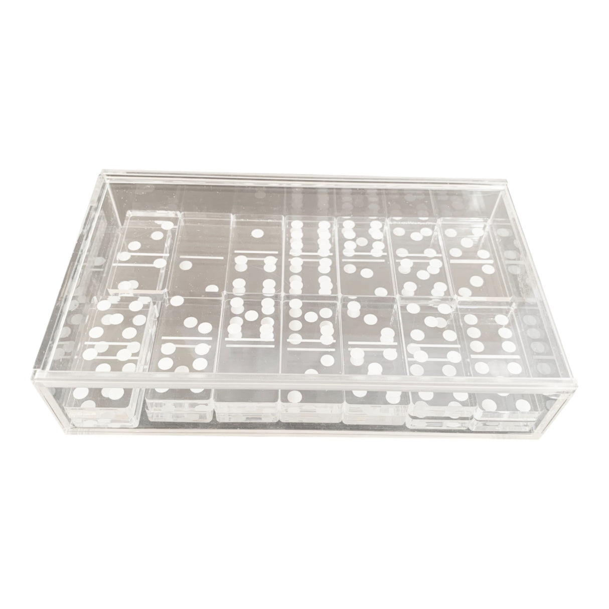 7x4" Acrylic Dominoes Set, Clear/white