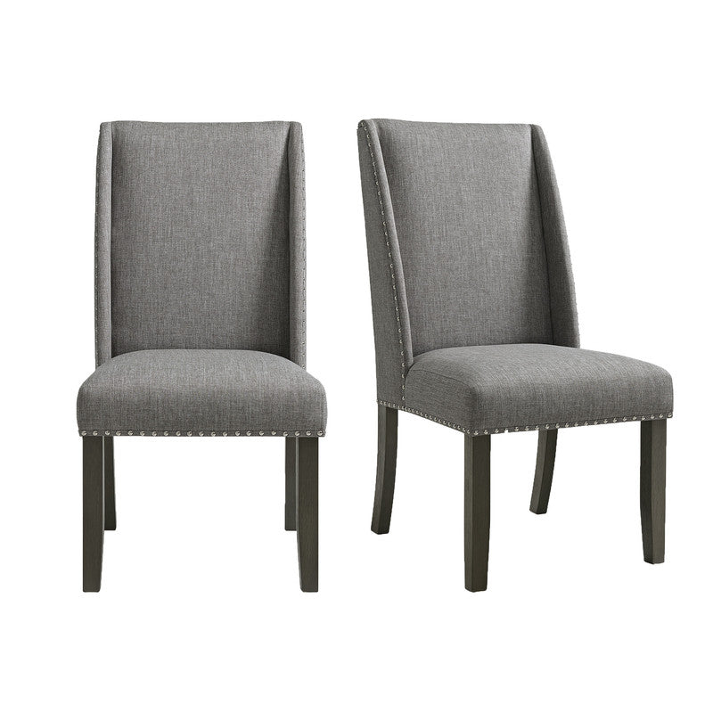 Everdeen Side Chair w/ Grey Fabric and Nail Heads in Charcoal (2 Per Carton)