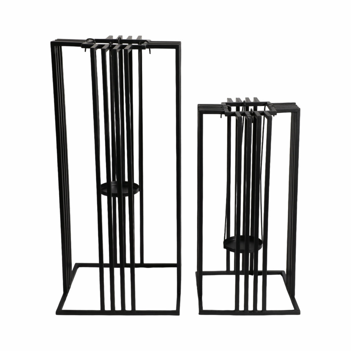 METAL, S/2 20/26"H OPEN LANTERNS, BLACK