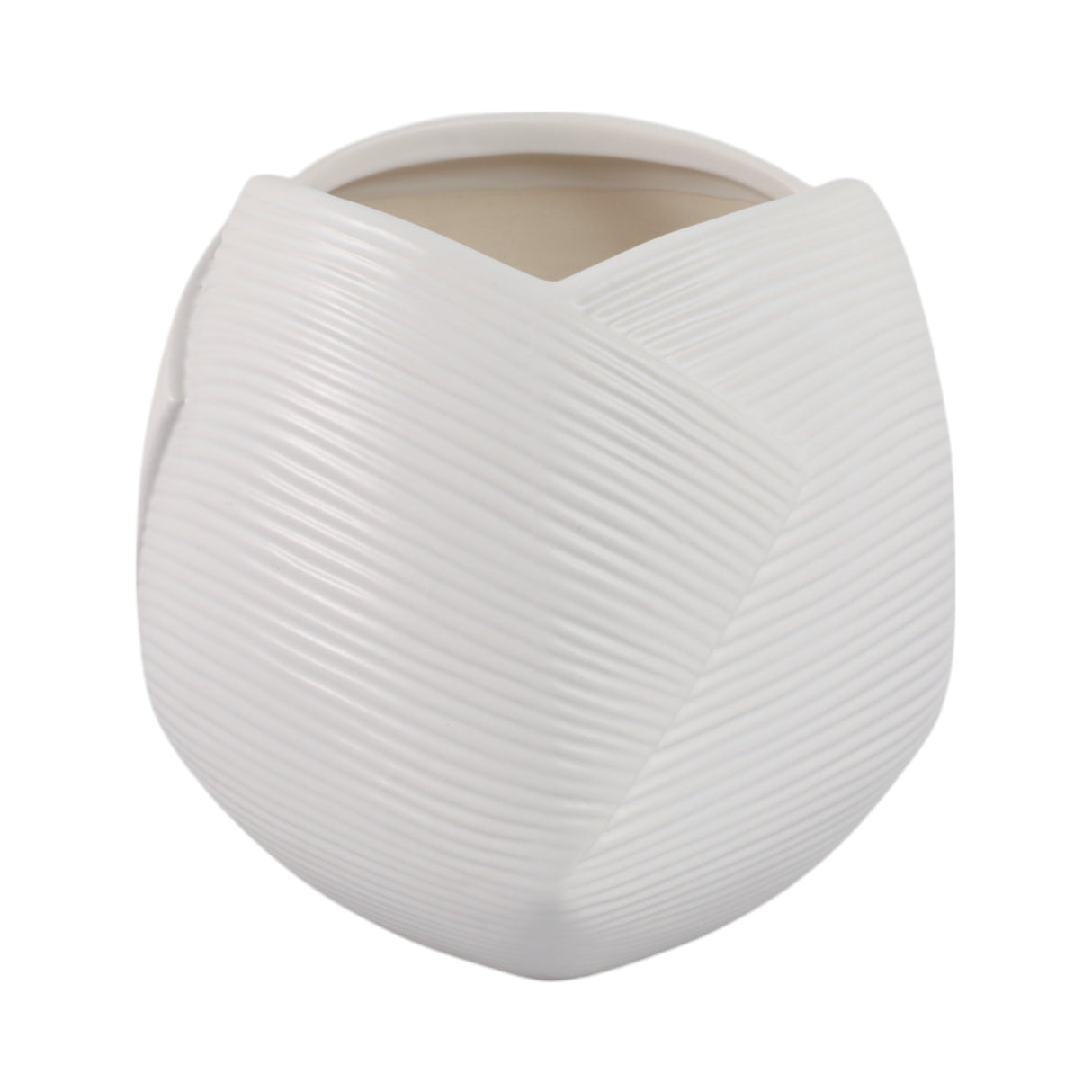 8" Abstract Planter, White