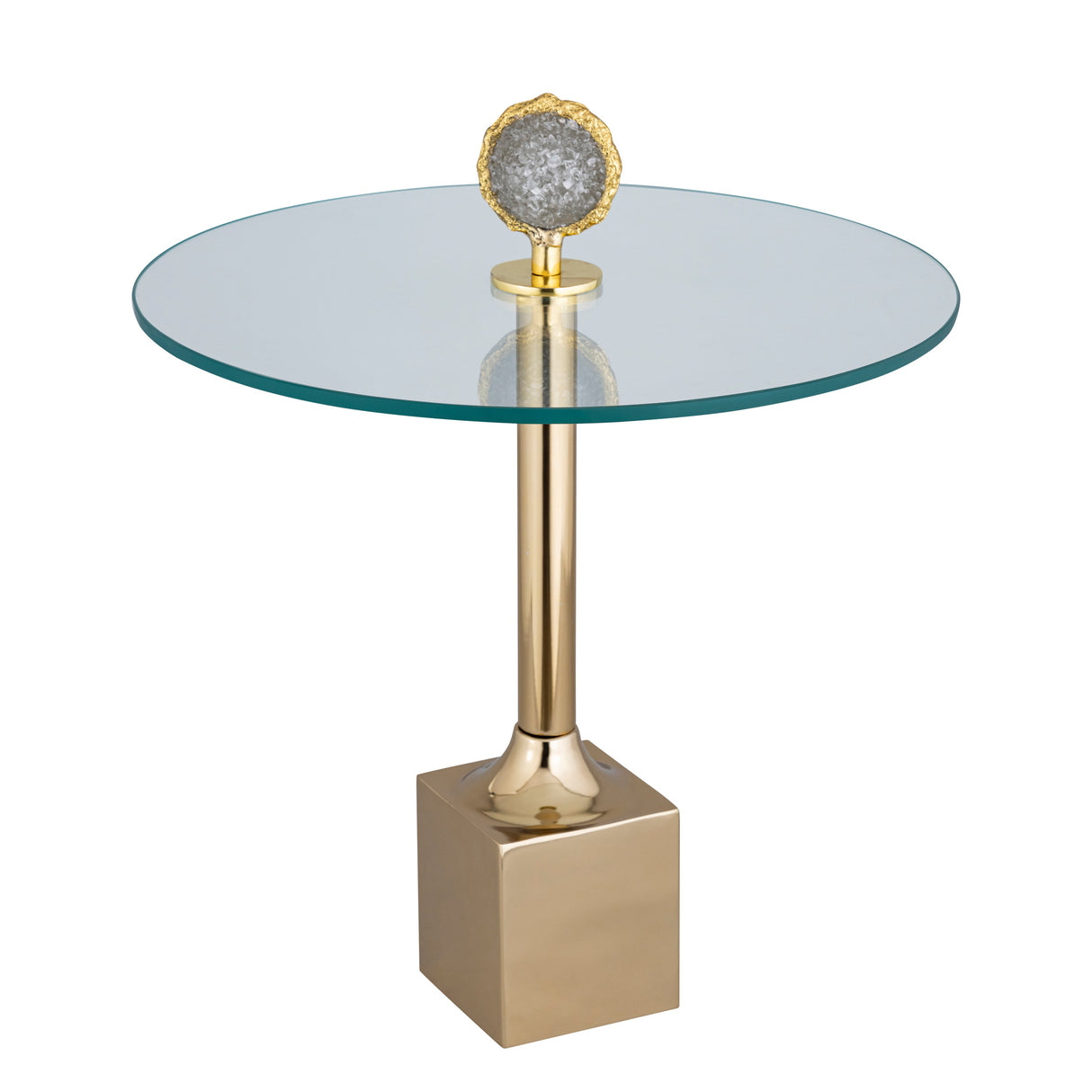 23" Frances Quartz Crystal Glass And Metal Accent