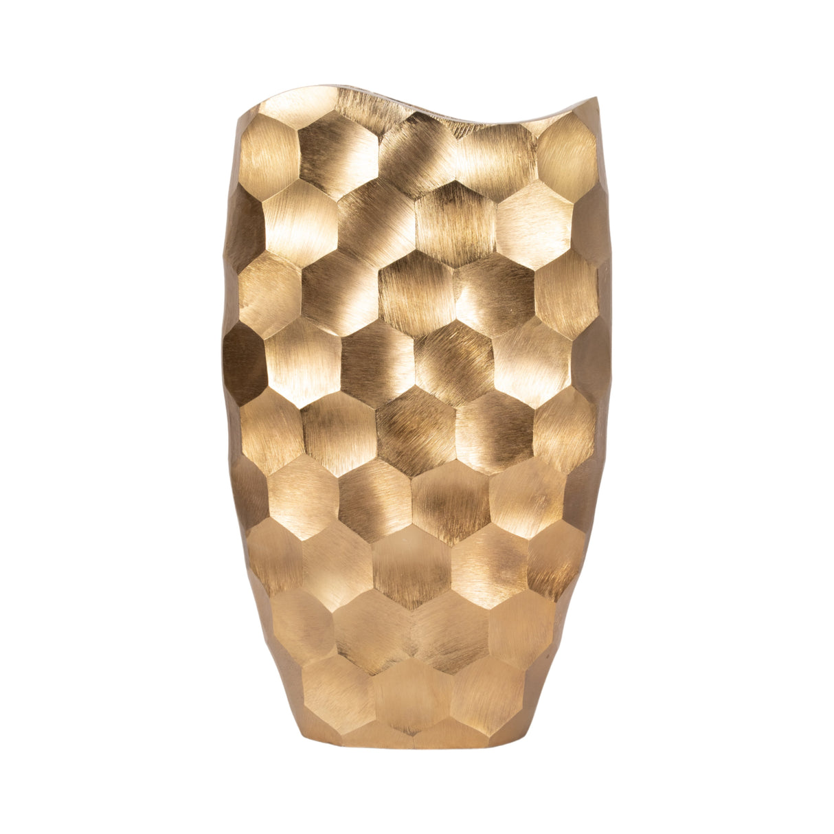 METAL, 24" HONEYCOMB VASE, GOLD