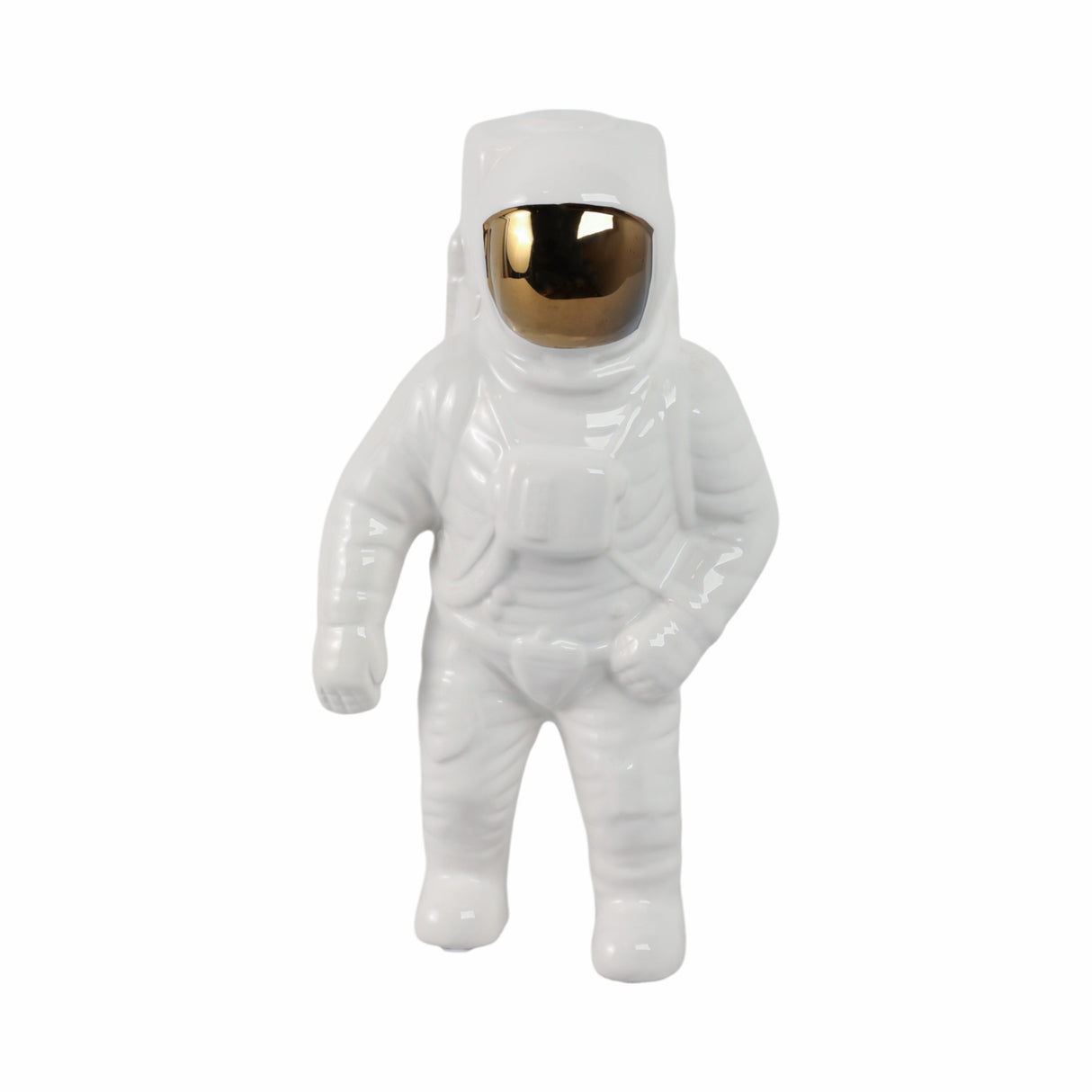 11" ASTRONAUT STATUETTE, WHITE/GOLD