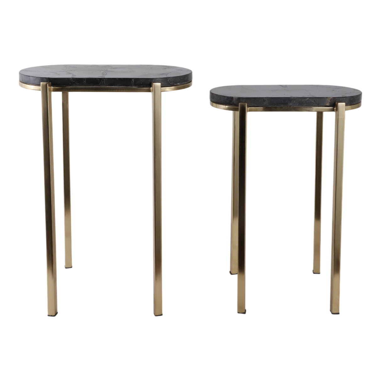 S/2 22/24" Dewey Black Quartz Nesting Tables
