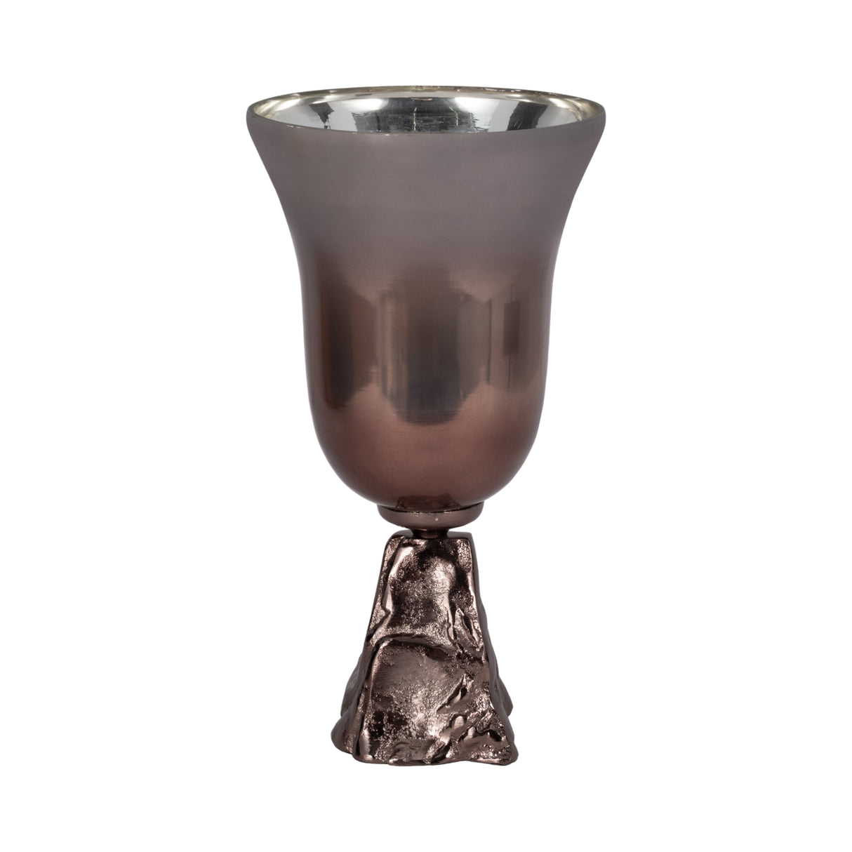 GLASS, 15" 2-TONE CHALICE VASE, METALLIC KD