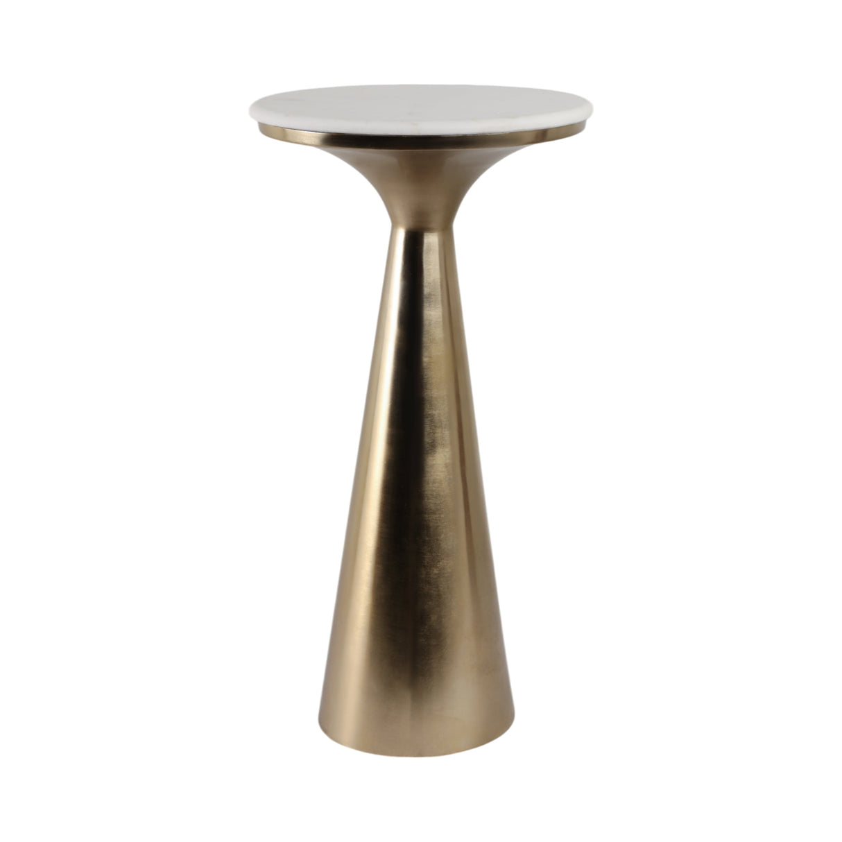 22X11"TAPERED METAL BASE&MRBLE DRINK TABLE,WHT/GLD