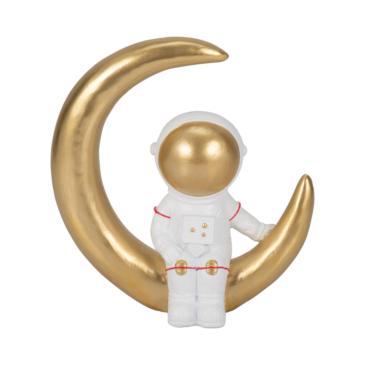 7" Space Man On Crescent Moon, White/gold