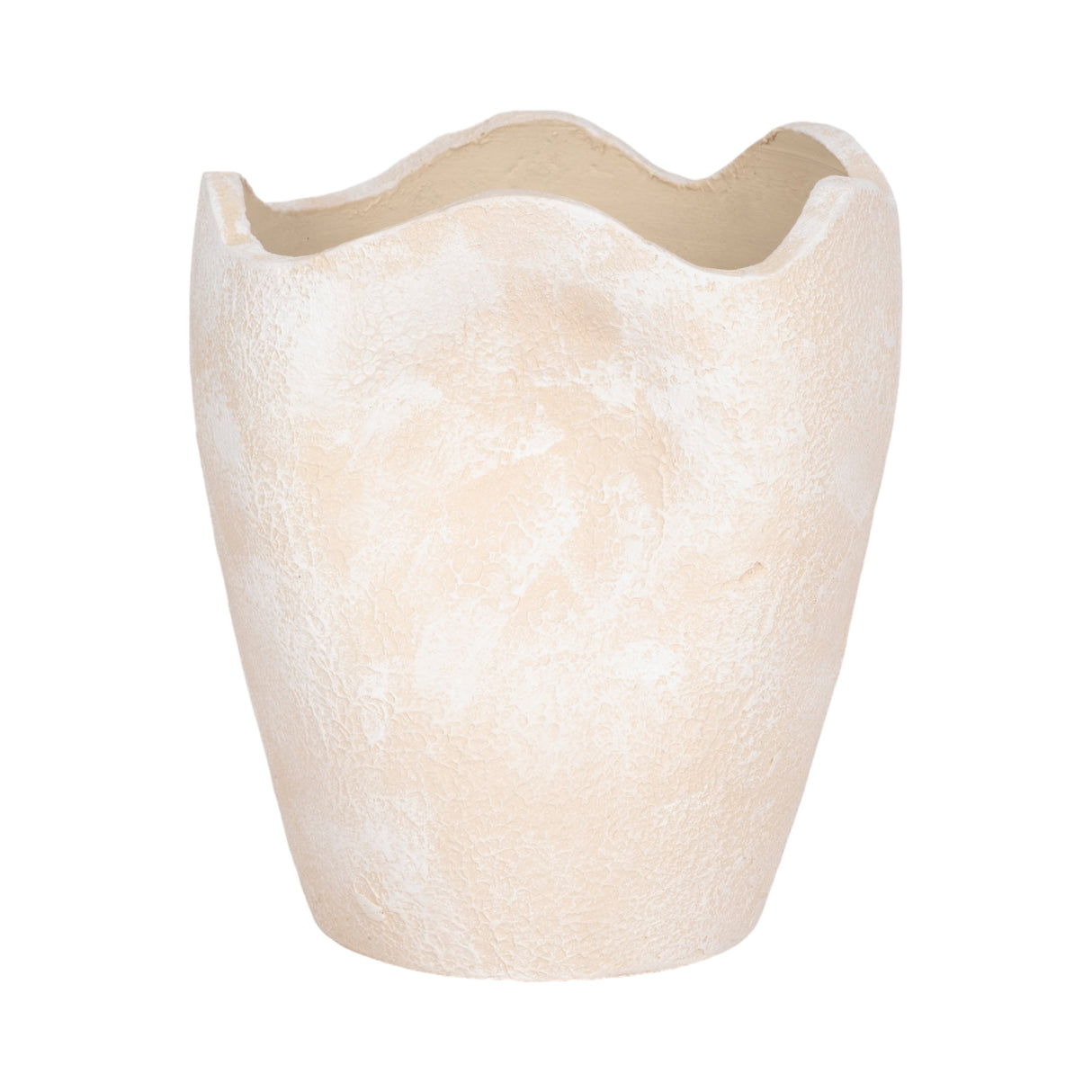 10" ABSTRACT TEXTURED TERRACOTTA VASE, IVORY