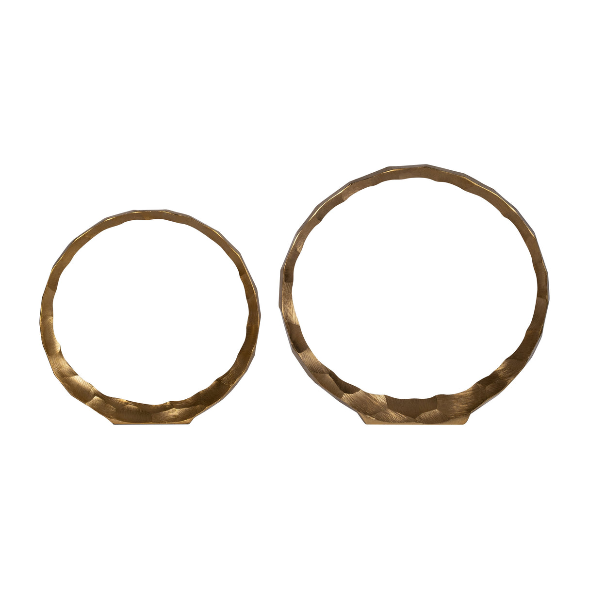 METAL, S/2, 14/17" HAMMERED DECORATIVE RINGS, GOLD