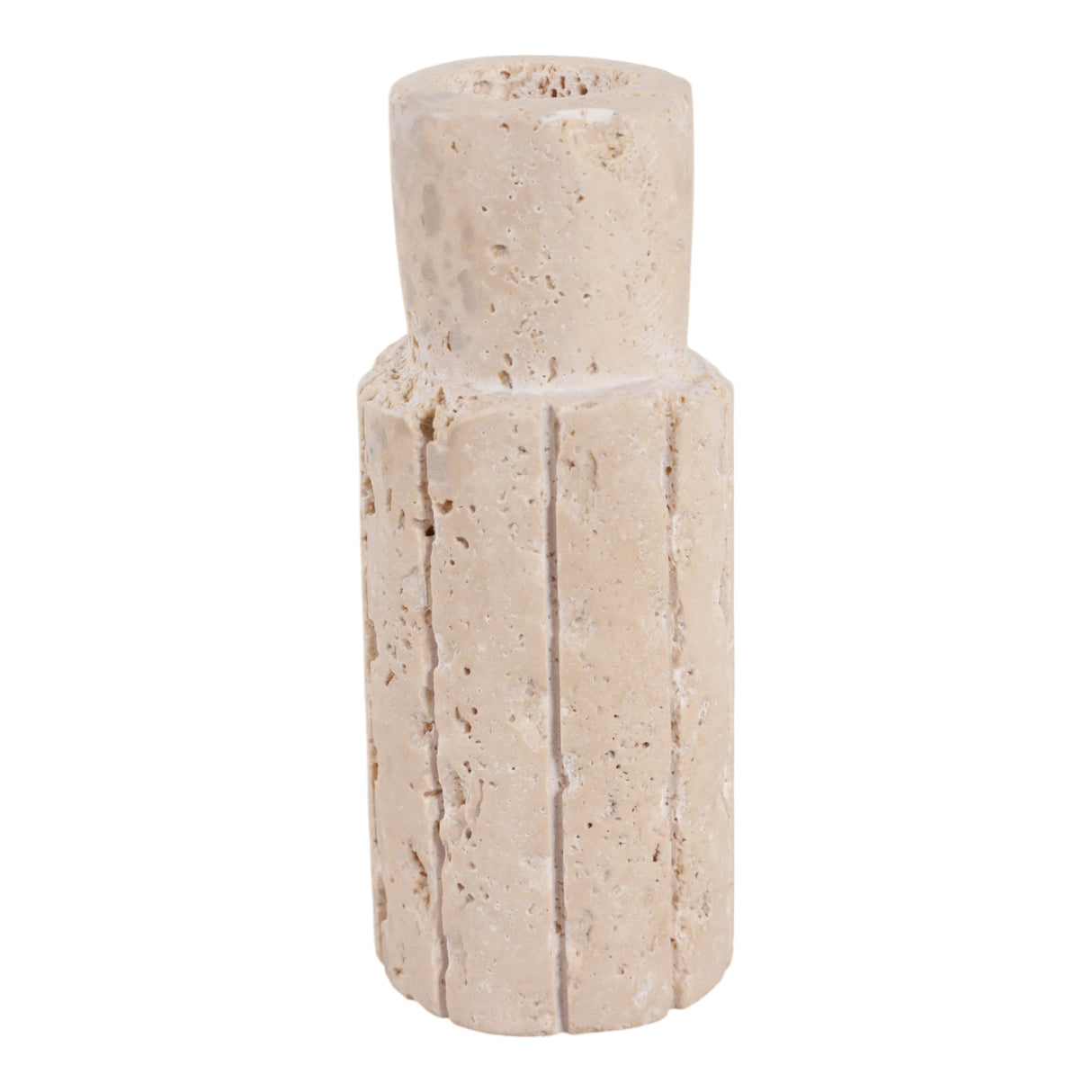 5X2" RAW EDGE TRAVERTINE TAPER HOLDER, TAN