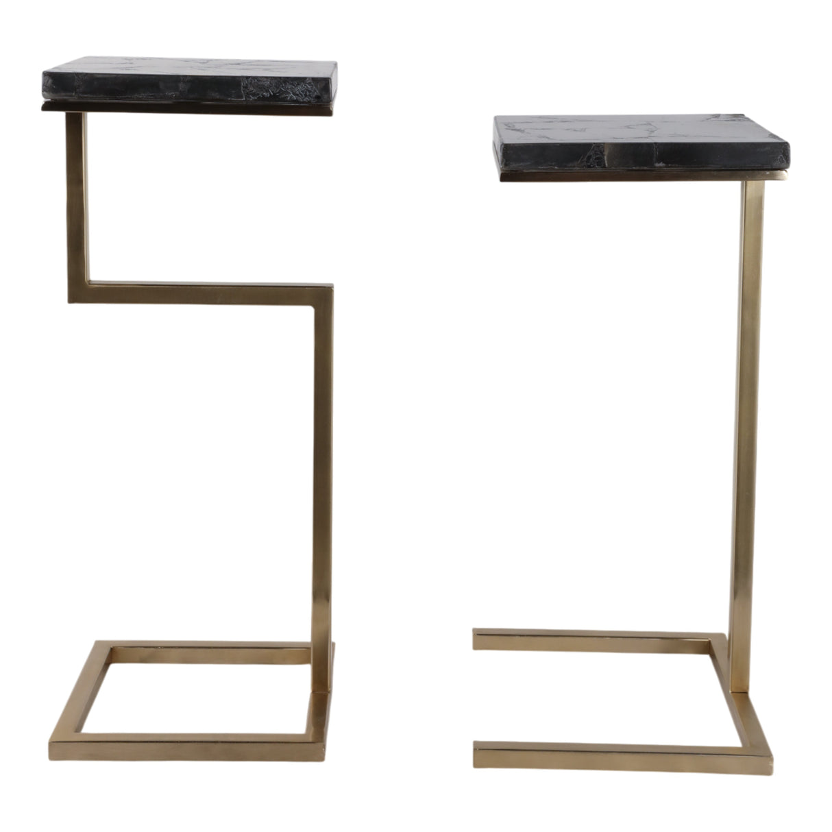 S/2 22/25" Clarkdale Black Quartz Accent Tables