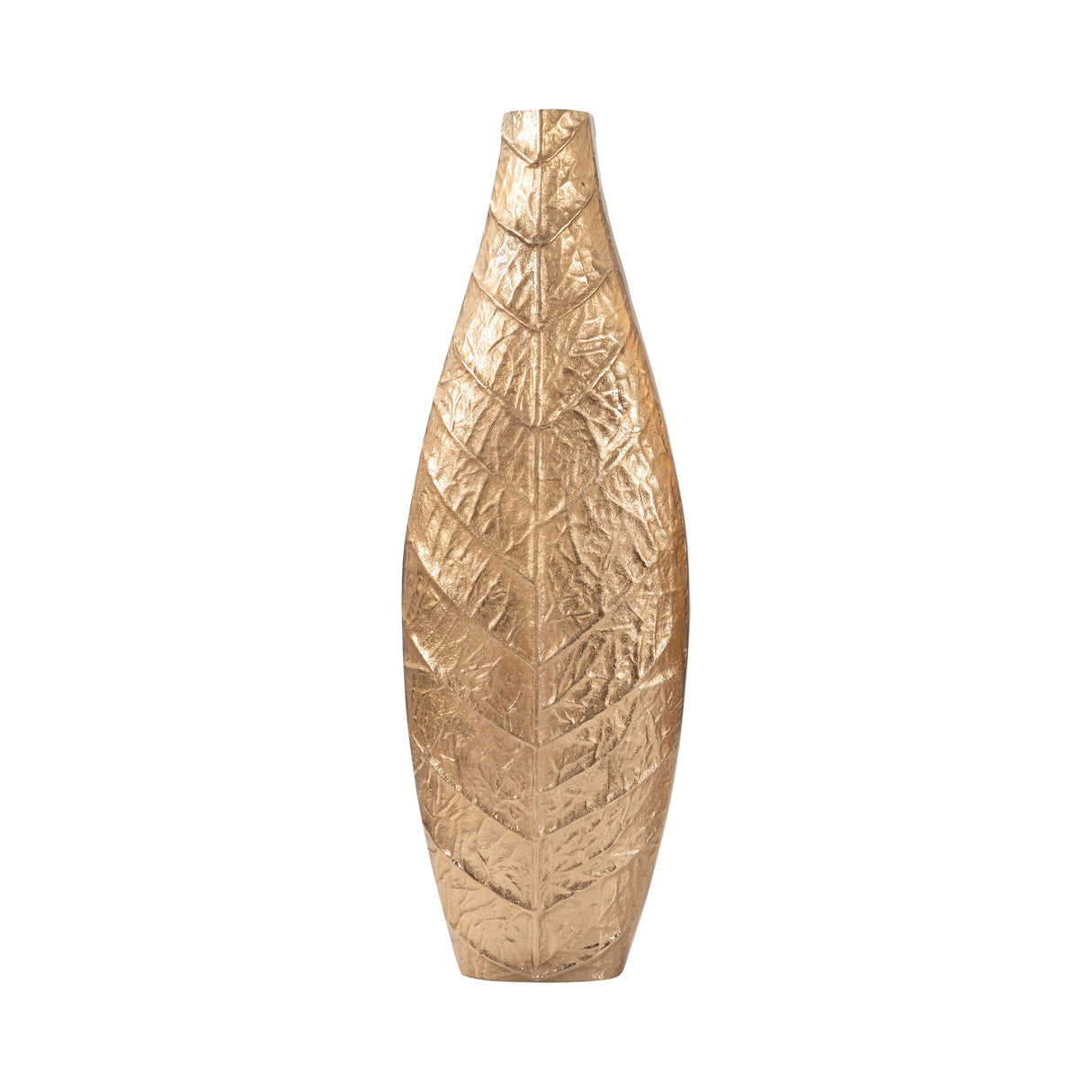 24" Craighton Small Metal Leaf Vase, Gold