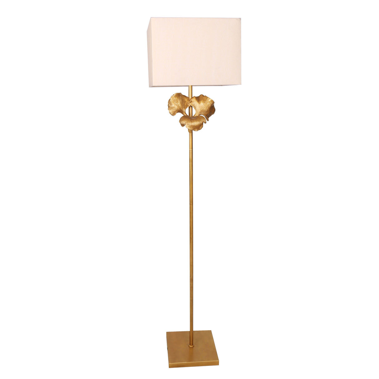 METAL GINKO FLOOR LAMP, GOLD