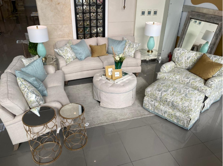 Wood Frame Upholstered Sofa Set