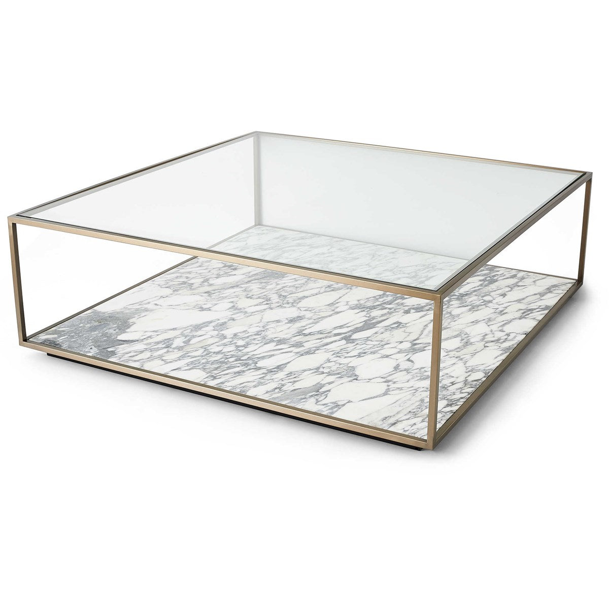 Floating Plane Cocktail Table - Marble/Brass, 2 Cartons