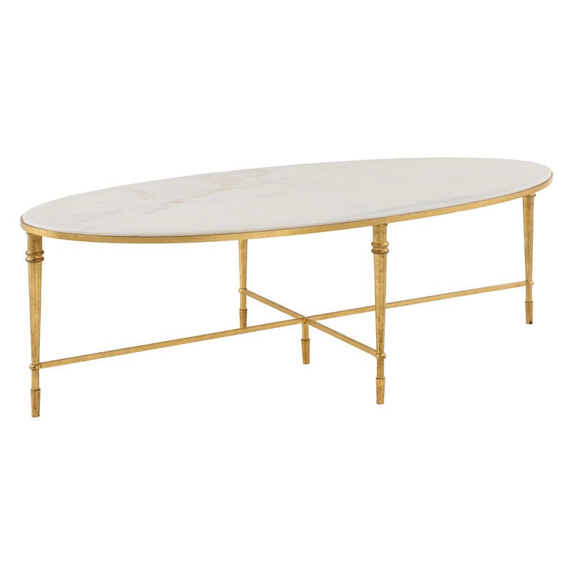 ROSHN 140 W x 43 H x 71 D Oval Coffee Table - Natural Marble Top