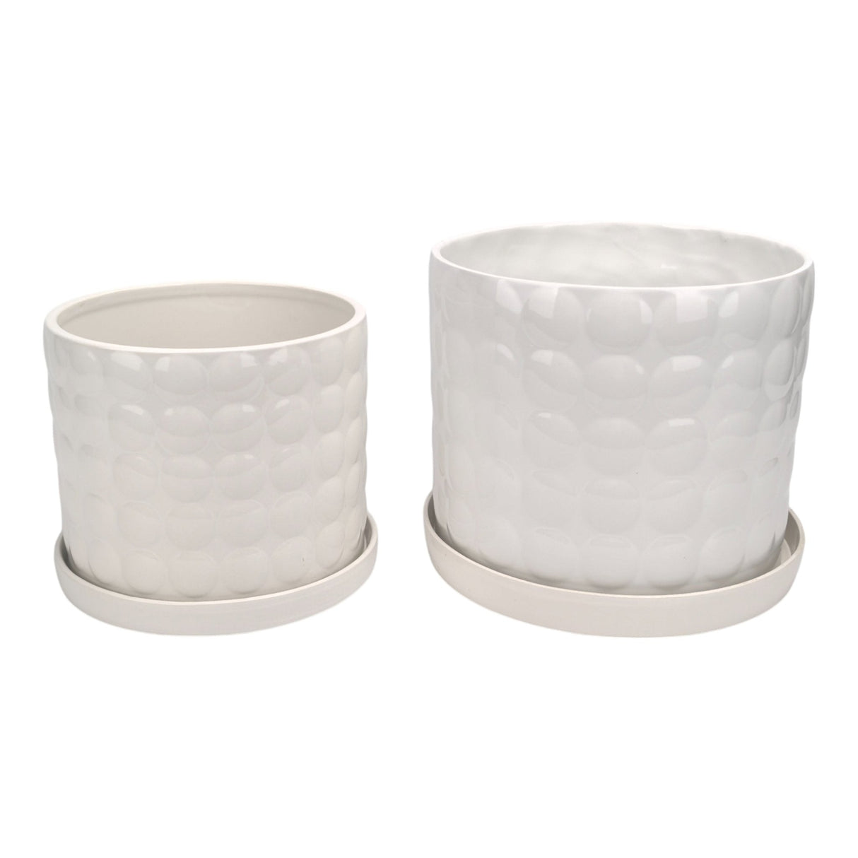 S/2 10/12" Bubble Planter, White