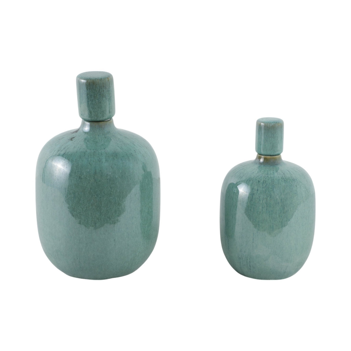 S/2 10/12" Corvallis Teal Ceramic Jars