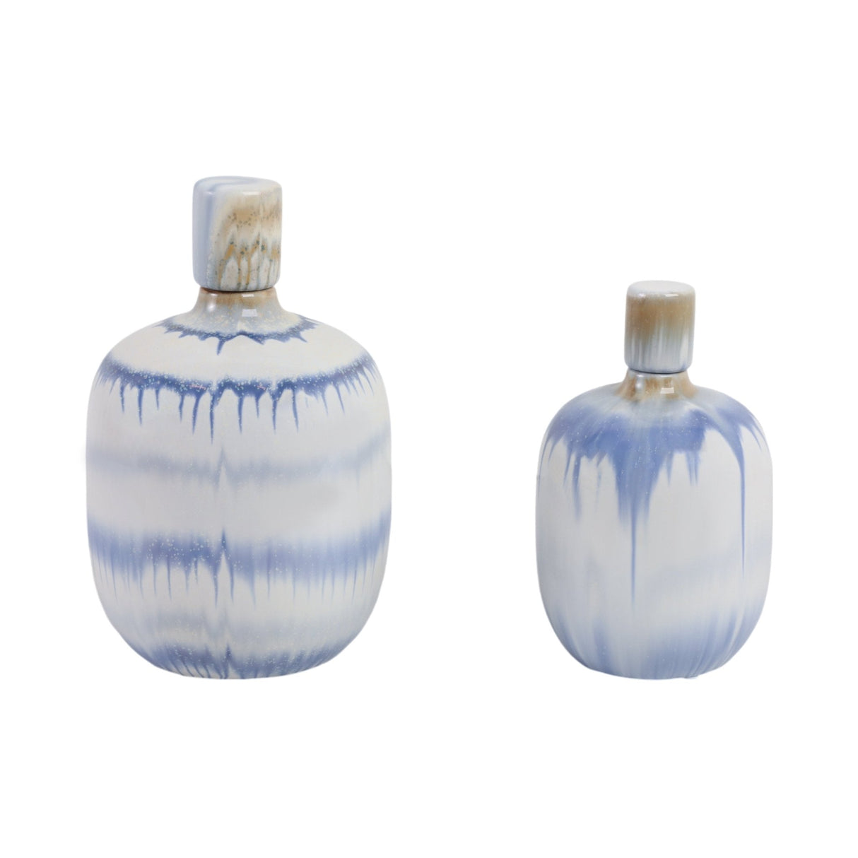 S/2 10/12" Medford Blue Ceramic Jars