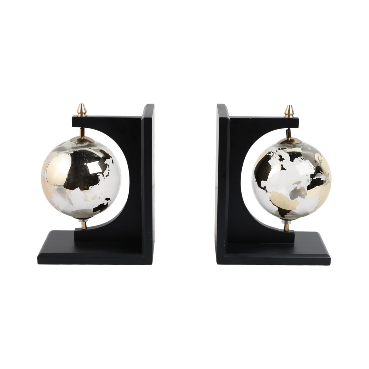 S/2 14" Bardot Glass Globe Bookends
