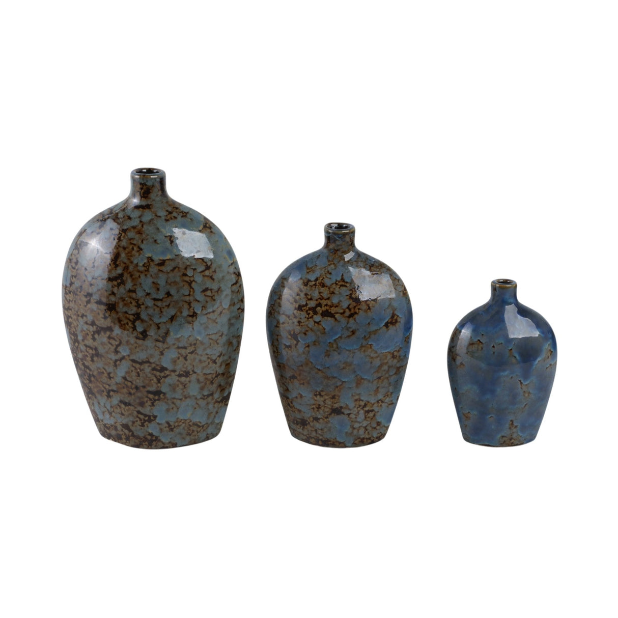 S/3 6/8/10" Olympia Blue Ceramic Vases
