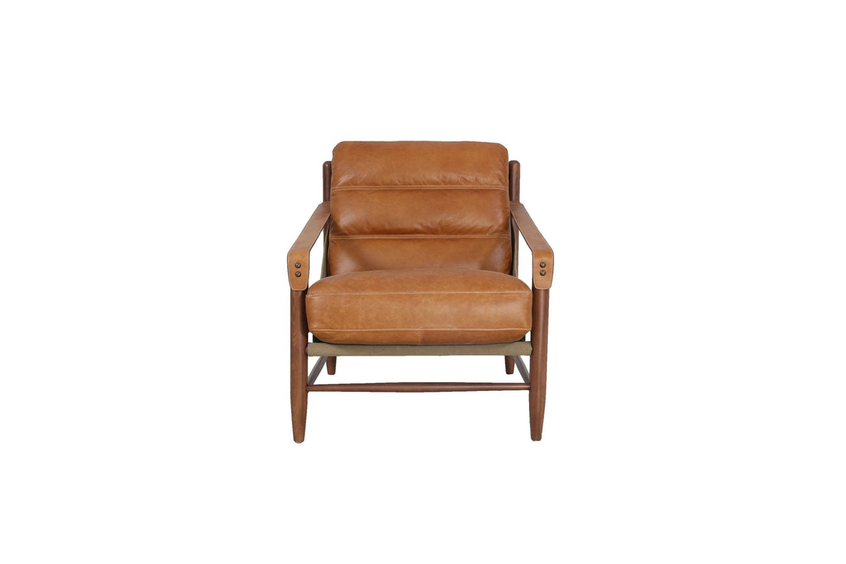 Vintage Brown Leather Accent Chair